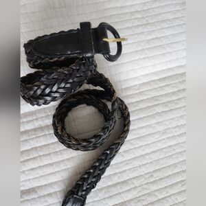 Black Leather Mesh Belt